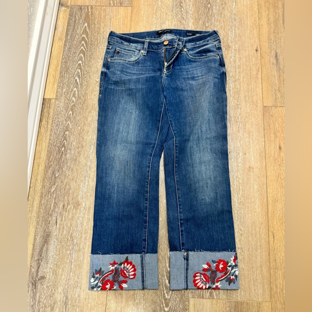 Dear John Playback Cuffed embroidered crop jeans